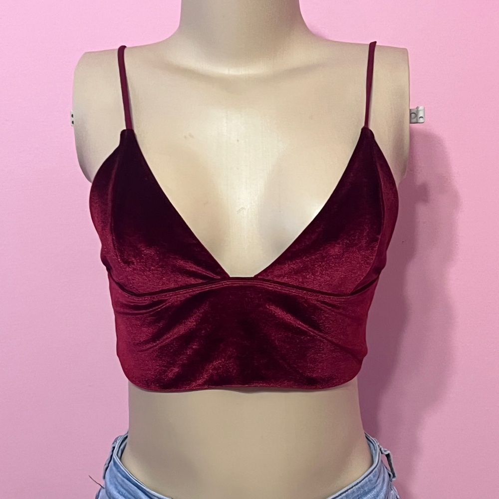 Velvet Burgundy Crop Top